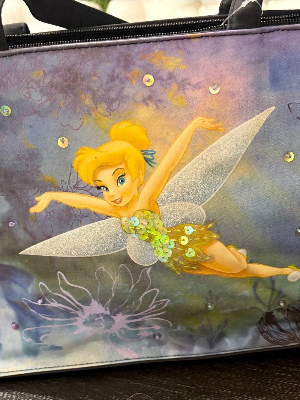 Disney Purple Tinker Bell Sequin Kids Tote Bag